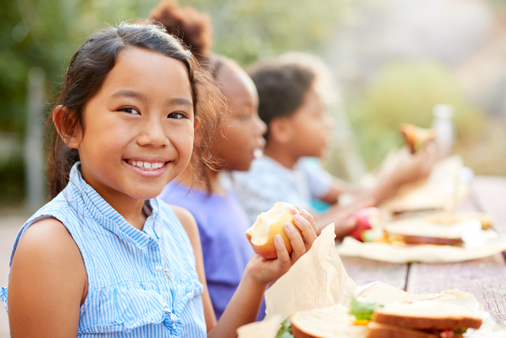 Summer Camp kids eating